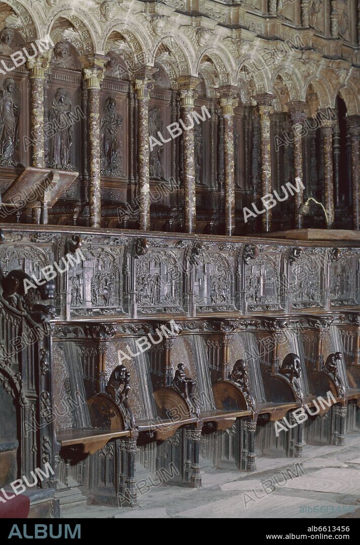 ALEMAN RODRIGO / BERRUGUETE ALONSO. DETALLE DE LA SILLERIA DEL CORO DE LA CATEDRAL DE TOLEDO - SIGLO XV/XVI.