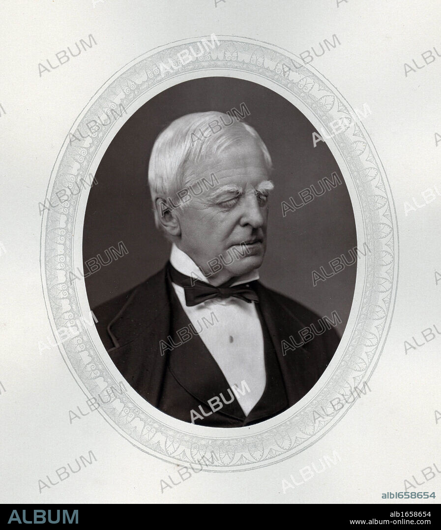 Robert Lowe, lst Viscount Sherbrooke (1811-1892) British statesman. In 1868 appointed Chancellor of the Exchequer by Gladstone. Raised to peerage as Viscount Sherbrooke in 1880. An albino, his eyesight was always weak.  From Men of Mark by Thompson Cooper, London, 1878. Woodburytype.