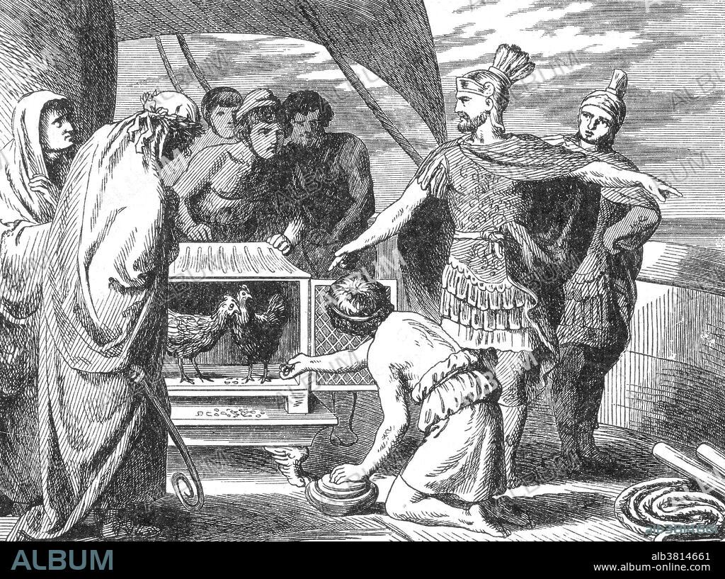 Publius Claudius Pulcher (died 249/246 BC)  was a Roman general. His father was Gaius Claudius. He was the first of the Claudii to be given the cognomen Pulcher (handsome). He was curule aedile in 253 BC and consul in 249. As consul he was given command of the Roman fleet during the First Punic War. He lost the Battle of Drepana against the Carthaginians after ignoring a bad omen when the sacred chickens refused to eat. According to Valerius Maximus, Suetonius and Cicero, Claudius threw them into the sea, "ut biberent, quando esse nollent" (so that they might drink, since they refused to eat). He was recalled to Rome and ordered to appoint a dictator; his nomination of his subordinate Marcus Claudius Glicia was overruled. He was tried for incompetence and impiety and was fined, and died soon afterwards, possibly by suicide.
