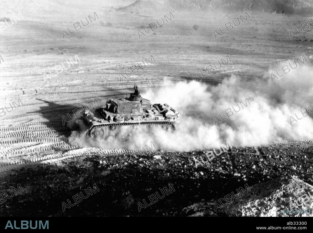 German tank in El Agheila desert (Libia).  April 1941.