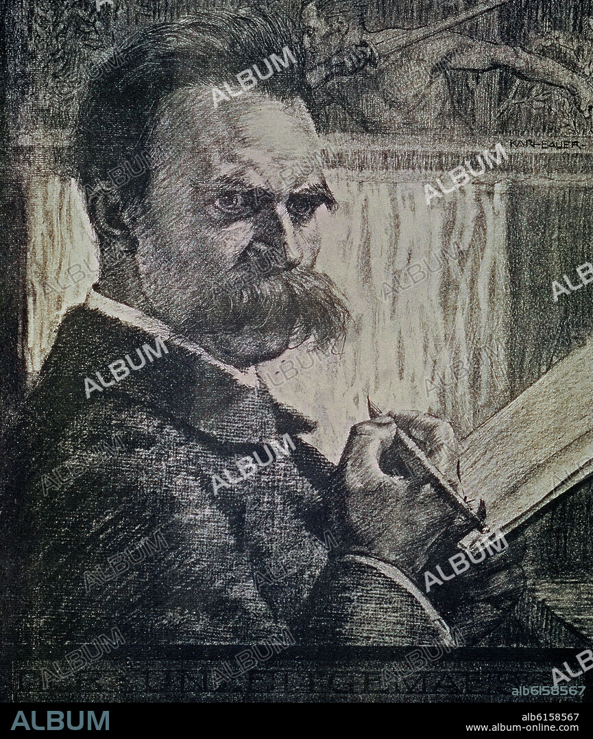 BAVER KARL. FRIEDRICH NIETZSCHE (1844-1900) LITOGRAFIA DEL FILOSOFO ALEM.