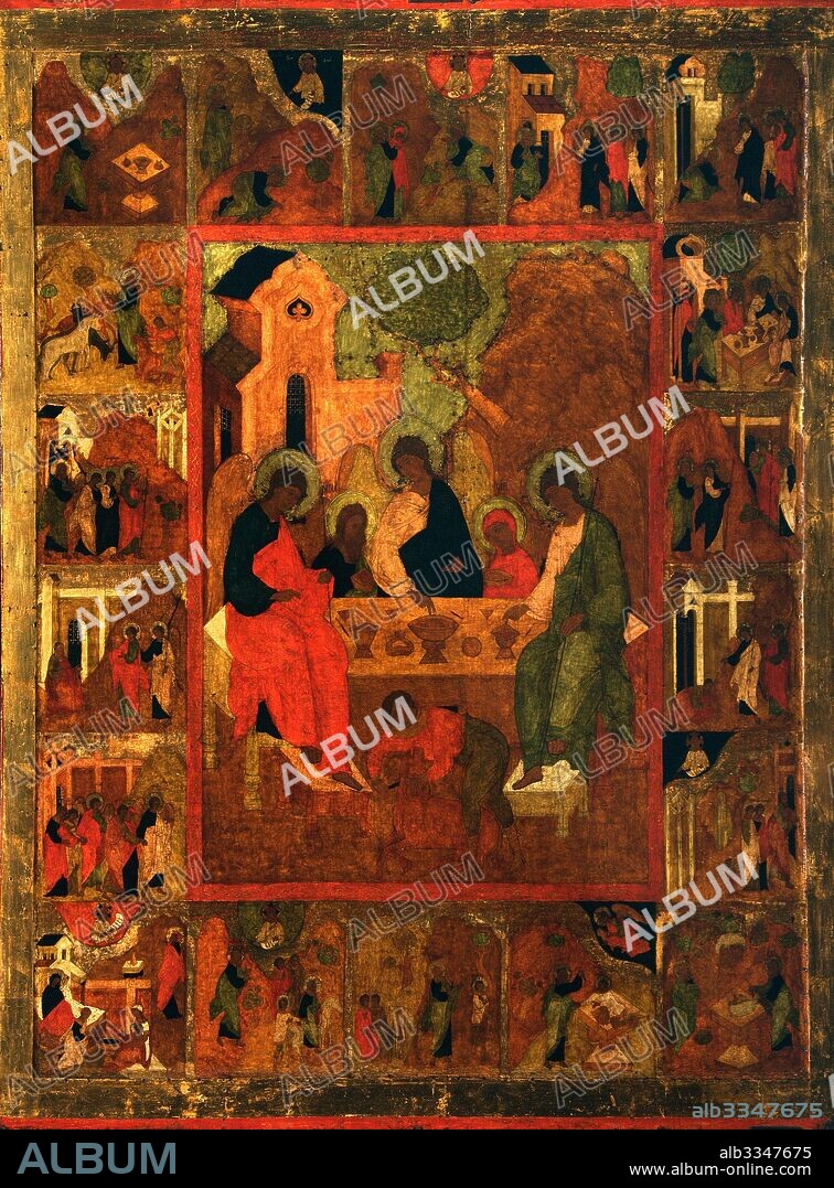 RUSSIAN ICON. The Hospitality of Abraham (Old Testament Trinity).