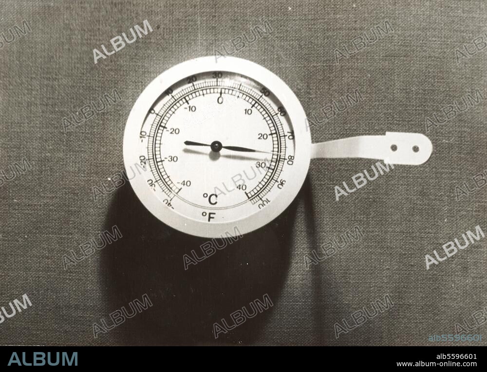 Physik / Thermometer:. Thermometer mit Fahrenheit- und Celsius-Skala. 20. Jahrhundert. Foto.