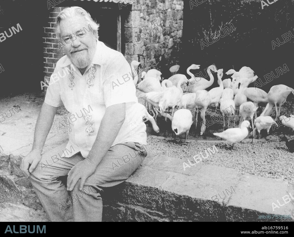 Gerald Durrell founder of the Jersey Wildlife Preservation Trust at Jersey Zoo.