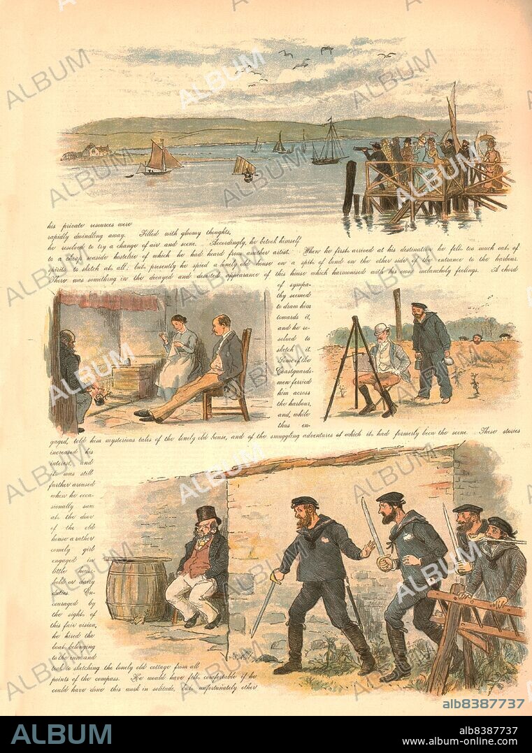 RANDOLPH CALDECOTT. 'Paul and Virginia or the very Last of the Smugglers', 1886. From "The Graphic. An Illustrated Weekly Newspaper Volume 33. January to June, 1886".
