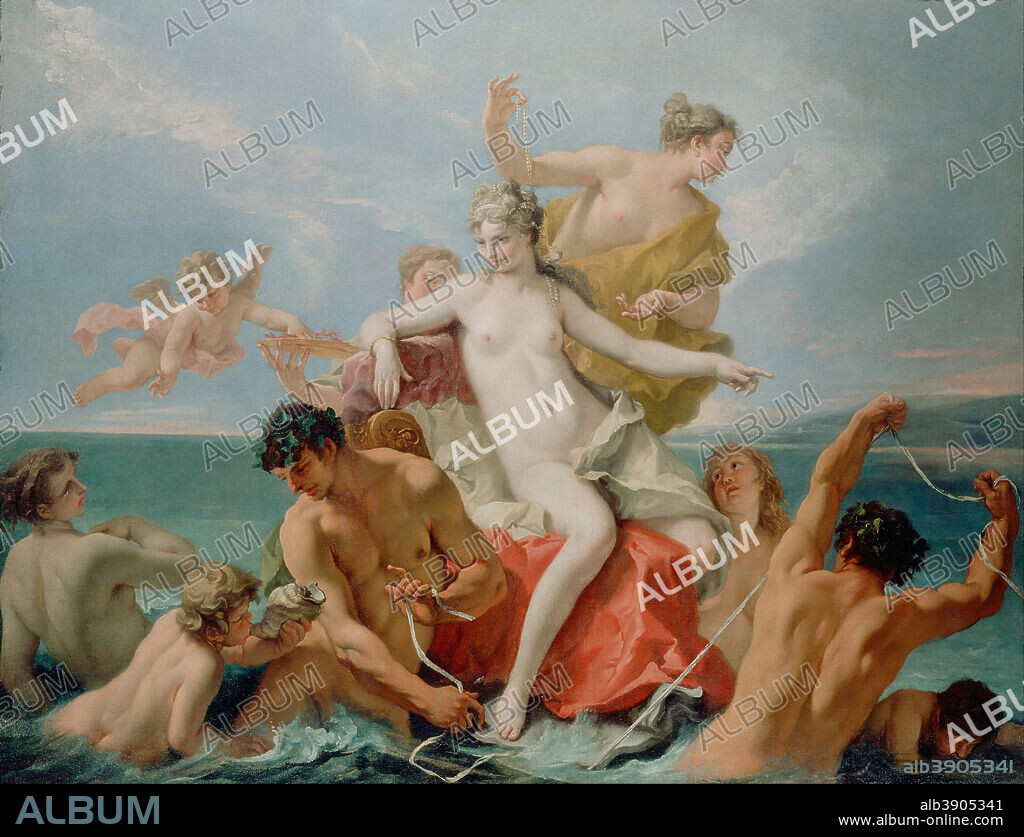 SEBASTIANO RICCI. Triumph of the Marine Venus. Date/Period: Ca. 1713. Painting. Oil on canvas. Height: 1,600 mm (62.99 in); Width: 2,108 mm (82.99 in).