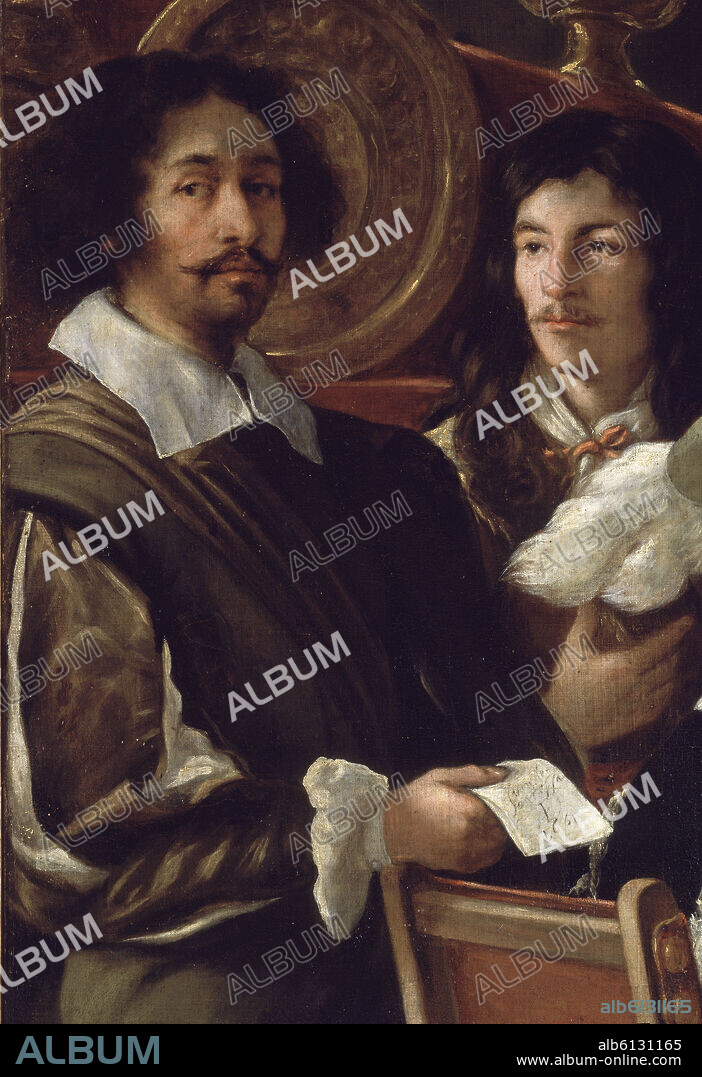 JUAN DE PAREJA (1610-1670). LA VOCACION DE SAN MATEO - DETALLE IZQUIERDO: AUTORRETRATO - 1661 - BARROCO ESPAÑOL - CONJUNTO 7533.