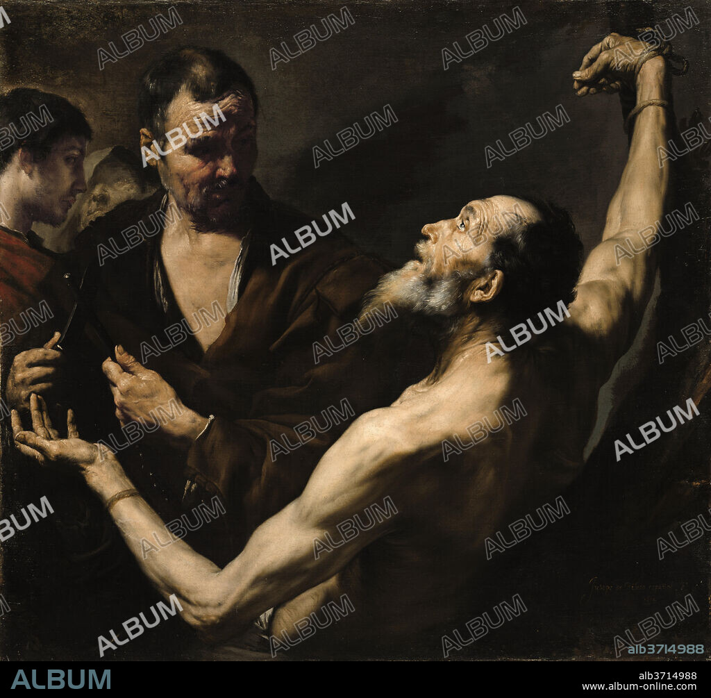 JUSEPE DE RIBERA. The Martyrdom of Saint Bartholomew. Dated: 1634. Dimensions: overall: 104 x 113 cm (40 15/16 x 44 1/2 in.)  framed: 134.6 x 143.8 x 10.2 cm (53 x 56 5/8 x 4 in.). Medium: oil on canvas.