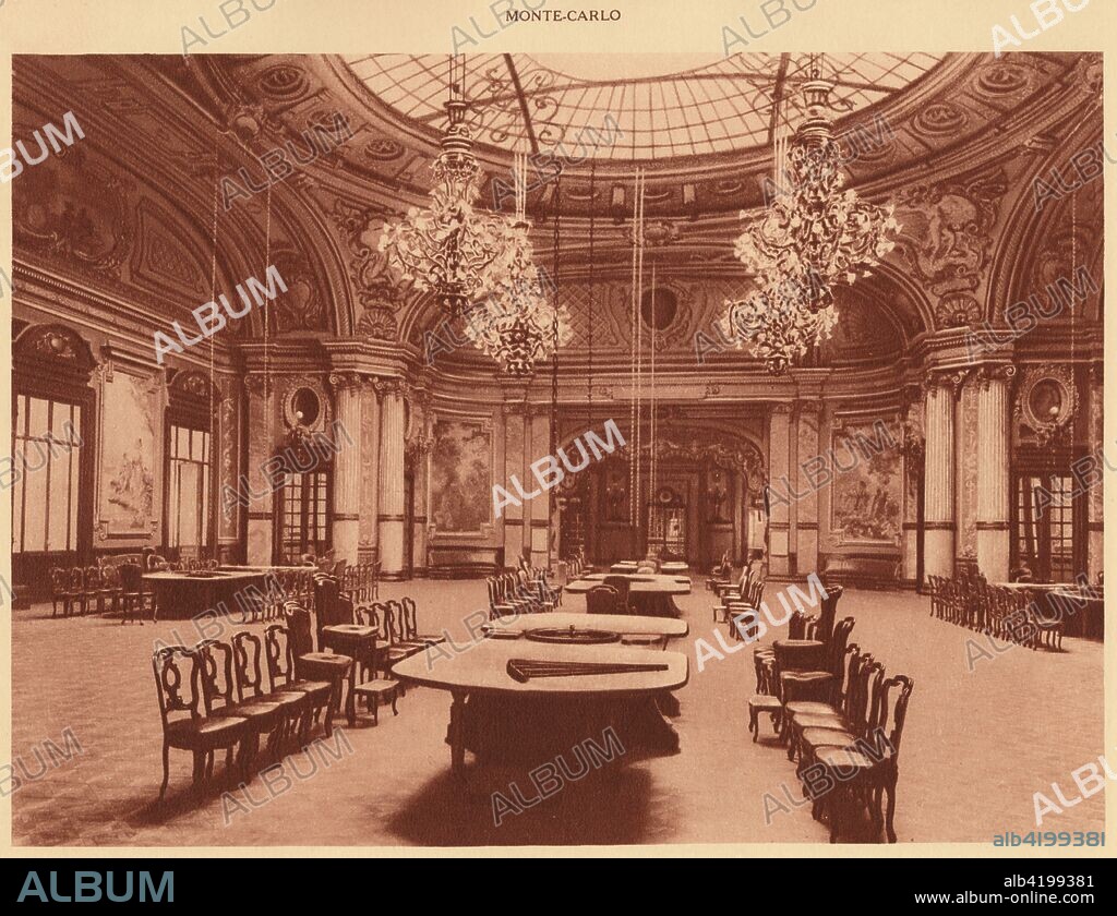 'The Casino. - Schmit's hall, Monte Carlo', 1930. Salle Garnier remodeled by architect Henri Schmit to be more suitable for opera and ballet performances. From "La Cote d'Azur de Marseille a Menton". [Levy & Neurdein, Paris, 1930].
