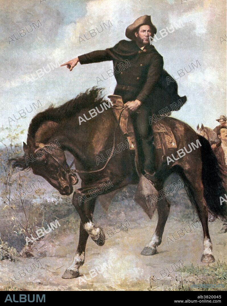 General Houston at the Battle of San Jacinto painting by S. Seymour Thomas. The Battle of San Jacinto, fought on April 21, 1836, was the decisive battle of the Texas Revolution. Led by General Sam Houston, the Texian Army engaged and defeated General Antonio LÃ³pez de Santa Anna's Mexican army in a fight that lasted just 18 minutes. About 630 of the Mexican soldiers were killed and 730 captured, while only nine Texans died. Samuel "Sam" Houston (March 2, 1793 - July 26, 1863) was an American statesman, politician, and soldier. He is best known for his leadership in bringing Texas into the United States. He was elected as the first and third President of the Republic of Texas, Senator for Texas after it joined the United States, and finally as a governor of the state. He refused to swear loyalty to the Confederacy when Texas seceded from the Union in 1861 with the outbreak of the American Civil War, and was removed from office. His health deteriorated in early 1863 due to a persistent cough, that developed into pneumonia. He succumbed to the illness and died at the age of 70.
