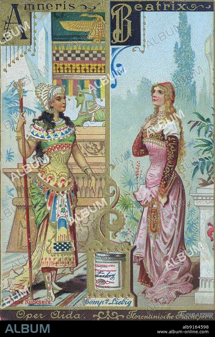 Series of costumes from the opera, opera Aida, Florentine traditional costume, of Amneris and Beatrix, digitally restored reproduction of a Liebig collector's picture from c. 1900