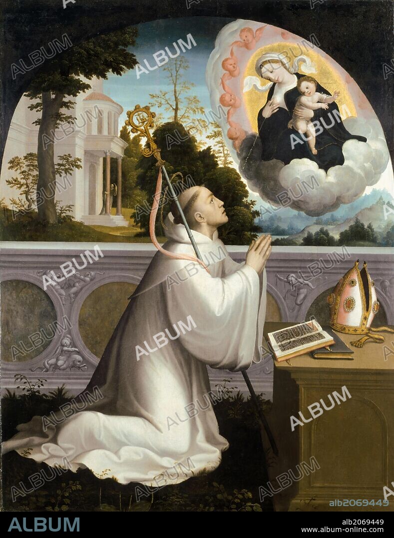 Juan Correa de Vivar / 'The Virgin Appears to Saint Bernard', 1540-1545, Spanish School, Oil on panel, 170 cm x 130 cm, P02832.