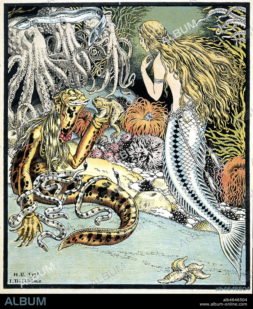 LA PETITE SIRENE : 'La petite sirene va demander a la sorciere des mers de lui donner des jambes' Illustration de Ivan BILIBINE pour un album du pere Castor sorti en 1937 chez Flammarion . Credit: Coll. IM/Kharbine-Tapabor.