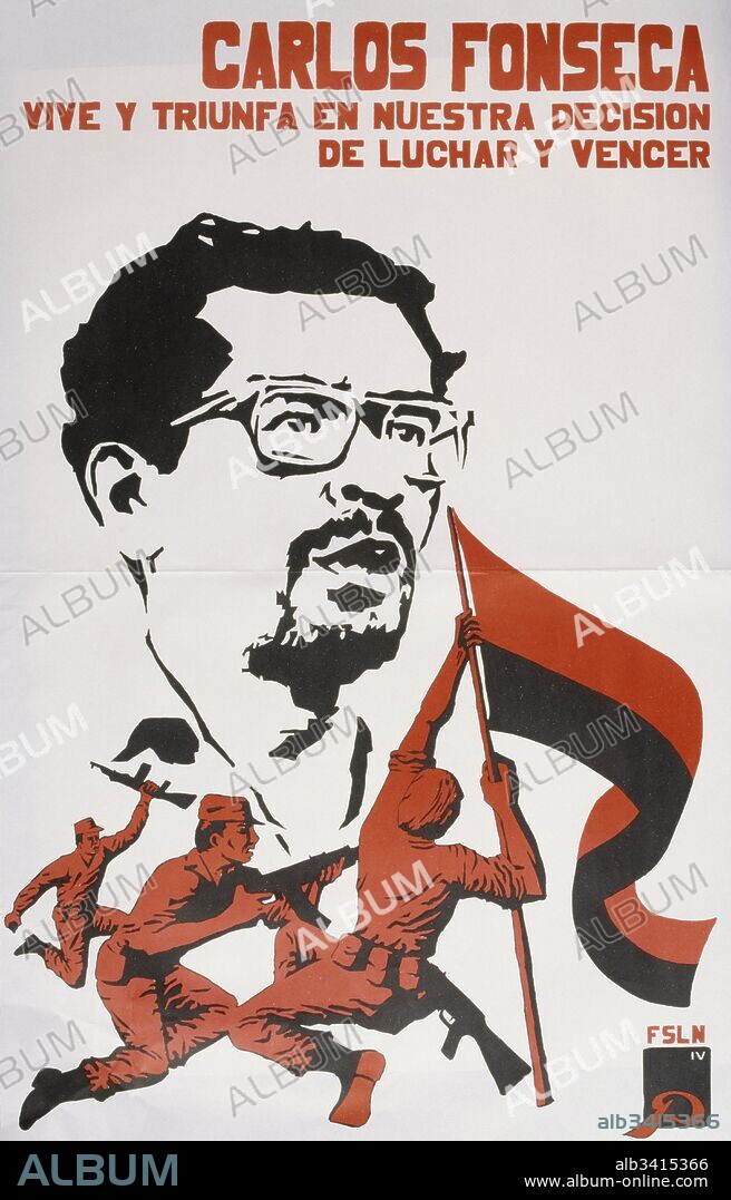 Sandinista National Liberation Front (FSLN) propaganda poster in Nicaragua. Depicts, Carlos Fonseca Amador, Nicaraguan founder of the Sandinistas. The party was named after Augusto César Sandino, who led the Nicaraguan resistance against the United States occupation of Nicaragua in the 1930s. The FSLN overthrew Anastasio Somoza in 1979, ending the Somoza dynasty, and established a revolutionary government in its place. Following their seizure of power, the Sandinistas ruled Nicaragua from 1979 to 1990, first as part of a Junta of National Reconstruction.