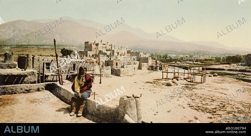 Taos, New Mexico: c. 1900 The Taos Native Americans' pueblo.