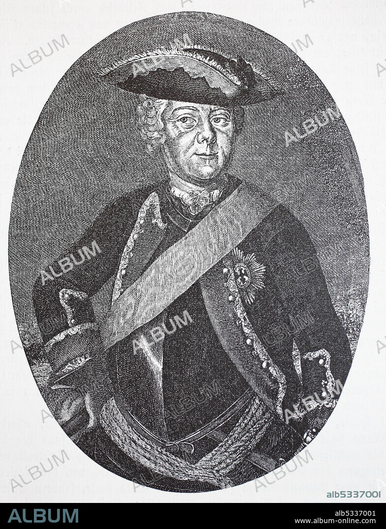 Hans Karl von Winterfeldt, April 4, 1707 - September 8, 1757, Lord of the Manor of several possessions, was a Prussian lieutenant general and close friend of Frederick the Great  /  Hans Karl von Winterfeldt, 4. April 1707 - 8. September 1757, Erbherr mehrerer Besitzungen, war ein preussischer Generalleutnant und enger Freund Friedrichs des Grossen, Historisch, historical, digital improved reproduction of an original from the 19th century / digitale Reproduktion einer Originalvorlage aus dem 19. Jahrhundert,.