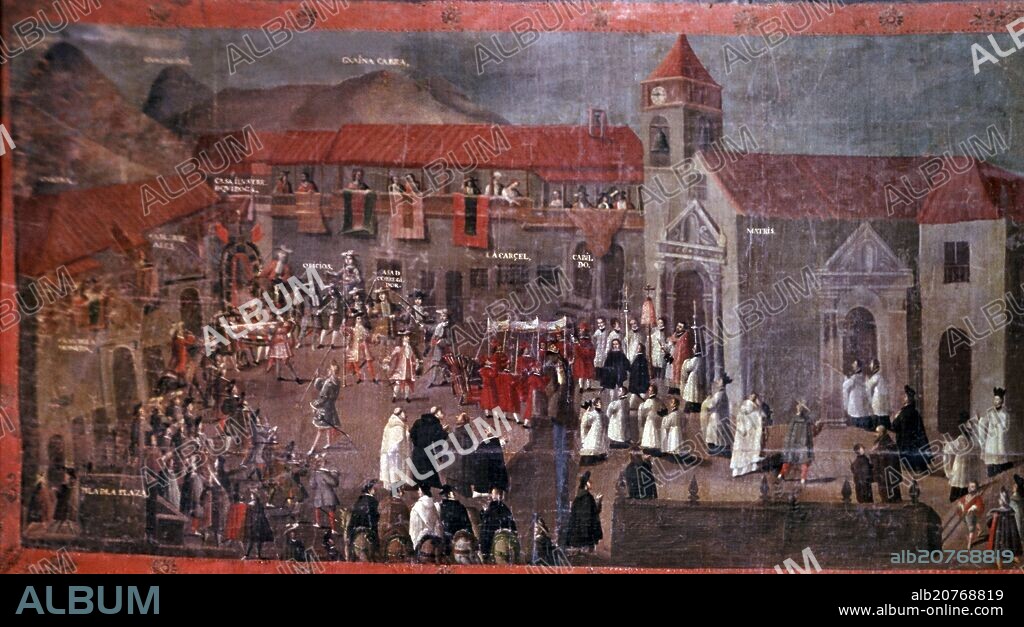 MELCHOR PEREZ HOLGUIN (1660-1722). ENTRADA DEL VIRREY ARZOBISPO MORCILLO EN POTOSI HOY BOLIVIA - 1716 - DET (CONJ Nº 4716).