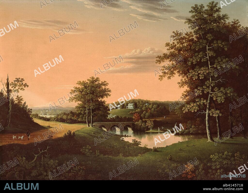 CHARLES B. LAWRENCE. Point Breeze, the Estate of Joseph Napoleon Bonaparte at Bordentown, New Jersey. Attributed to Charles Lawrence; American, active 1813-1837. Date: 1817-1820. Dimensions: 68.6 × 92.7 cm (27 × 36 1/2 in.). Oil on canvas. Origin: Philadelphia.