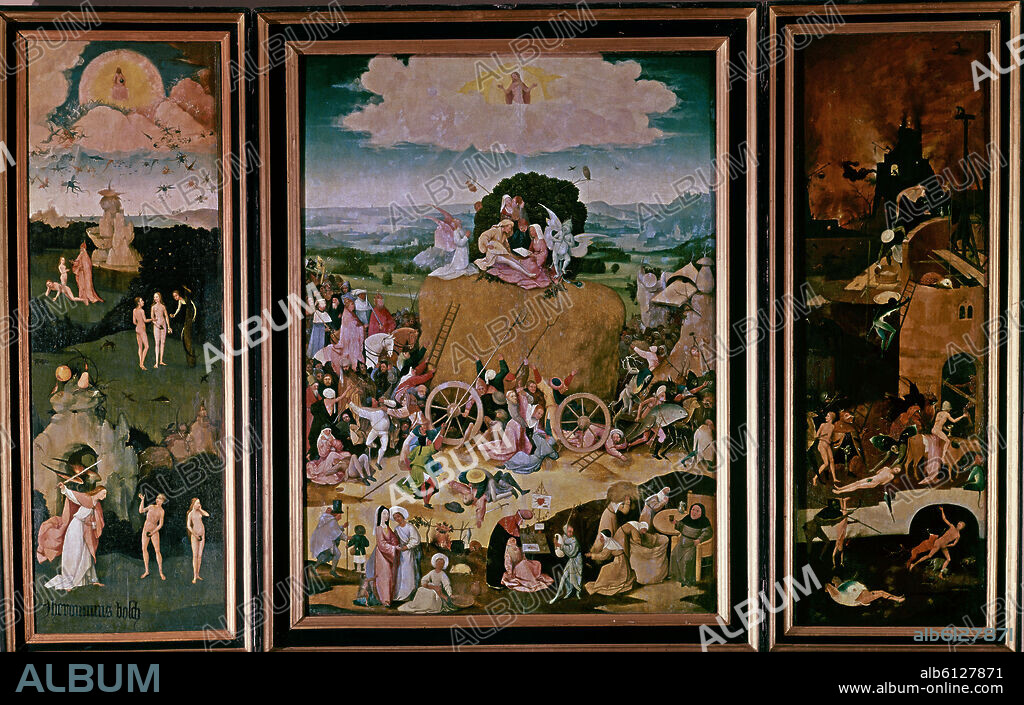 JHERONIMUS VAN AKEN-EL BOSCO-J. BOSCH. 'El carro de heno', hacia 1516, Óleo sobre tabla, 147 x 212 cm, Nº 2052.