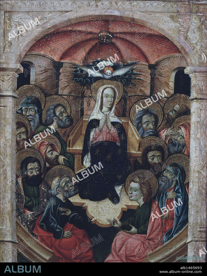 ARTE GOTICO. ESPAÑA. BLASCO DE GRAÑEN. Escuela Aragonesa. "PENTECOSTES". S. XV. Museo de Bellas Artes de Bilbao. País Vasco.