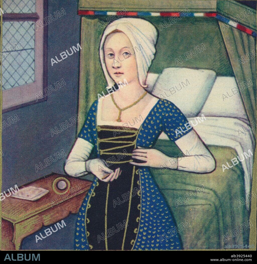 'Argie - Fille D'Adraste', 1403, (1939). In Greek mythology , Argie or Argia daughter of Adraste , is the wife of Polynice. She is famous for the tenderness she carries to her husband. The illustration is part of the manuscript De Claris mulieribus, traduction anonyme en francais (Livre des femmes nobles et renommees) by Giovanni Boccaccio, housed in the Bibliotheque nationale de France, Paris. From Verve - Nos. 5-6, July-October 1939. [Verve, France, 1939].
