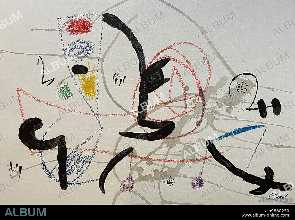 JOAN MIRO. Joan Miró/ Maravillas con variaciones Acrósticas en el jardín de Miró 11. 1975, 72 x 50. Litografía.