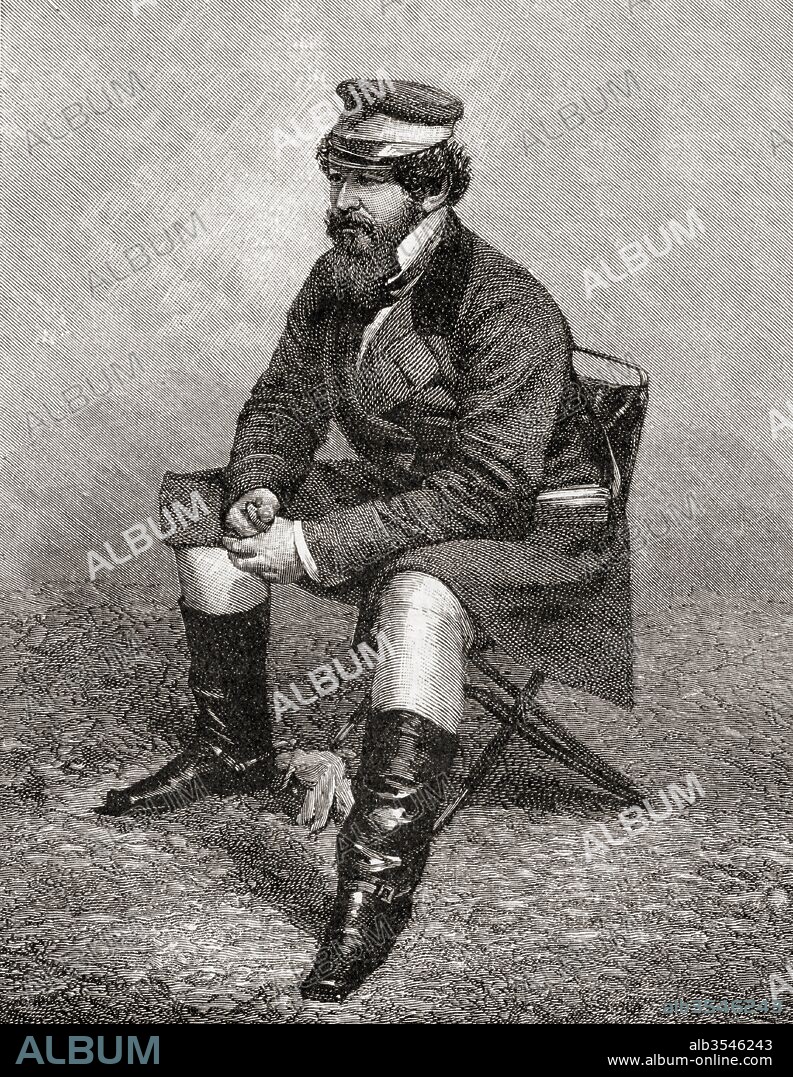 Sir William Howard Russell, 1820 - 1907. Irish reporter with The Times, seen here as correspondent in the Crimea c. 1854, considered to have been one of the first modern war correspondents. From The Century Edition of Cassell's History of England, published c. 1900.
