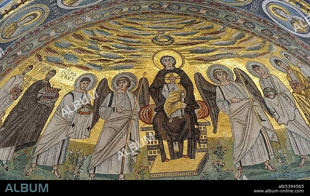 Apse mosaic from the 6th Century, depicting Madonna and Child, Euphrasian Basilica in Porec, Croatia, Europe.