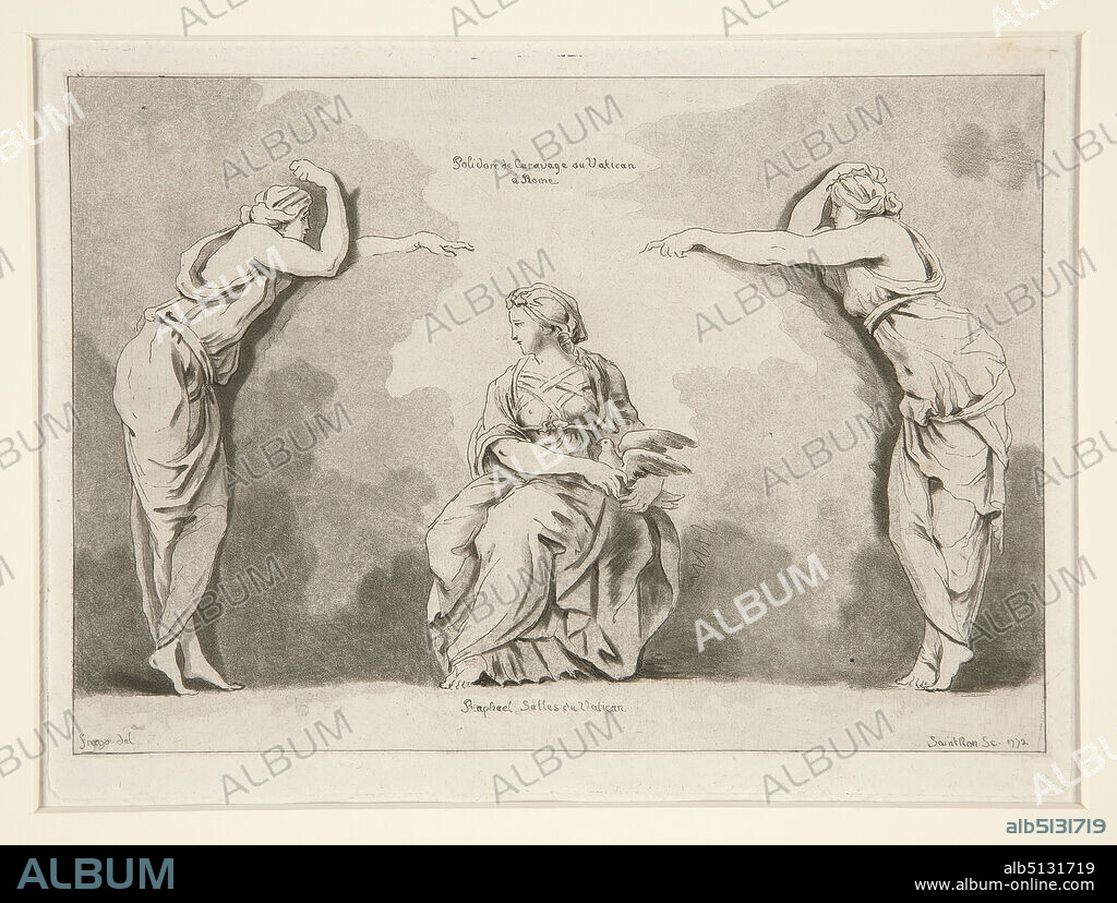Etcher: Saint-Non (Jean-Claude-Richard, Abbé de), French, 17271791, After: Jean-Honoré Fragonard, French, 17321806, After: Polidoro da Caravaggio, Italian, ca. 1499ca. 1543, Polidore de Caravage au Vatican a Rome et Raphael Salles du Vatican (Polidoro da Caravaggio in the Vatican and Raphael, Vatican Stanze), Aquatint, platemark: 15 × 20.4 cm (5 7/8 × 8 1/16in.), French, 18th century, Works on Paper - Prints.