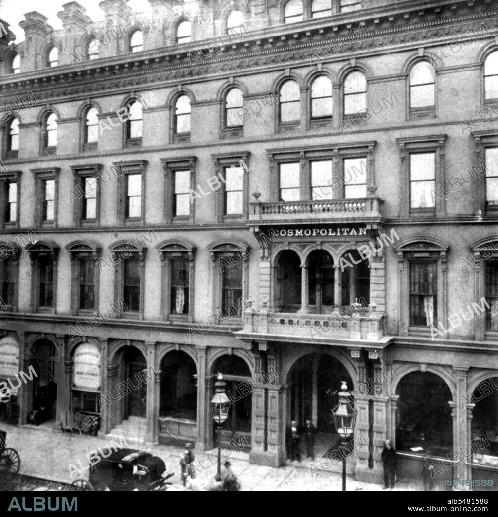 California History - Entrance to Cosmopolitan Hotel, San Francisco circa 1866.