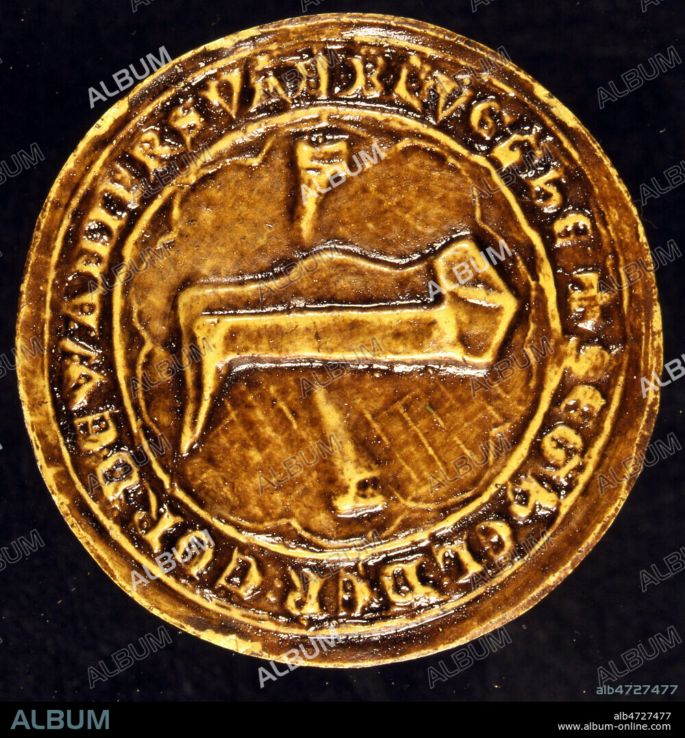 Sceau des cordonniers de Bruges, datant de 1407 et conserve aux Archives Nationales. (15e, 15eme, XVeme s.) Credit : Collection JEAN VIGNE / KHARBINE-TAPABOR.e,.