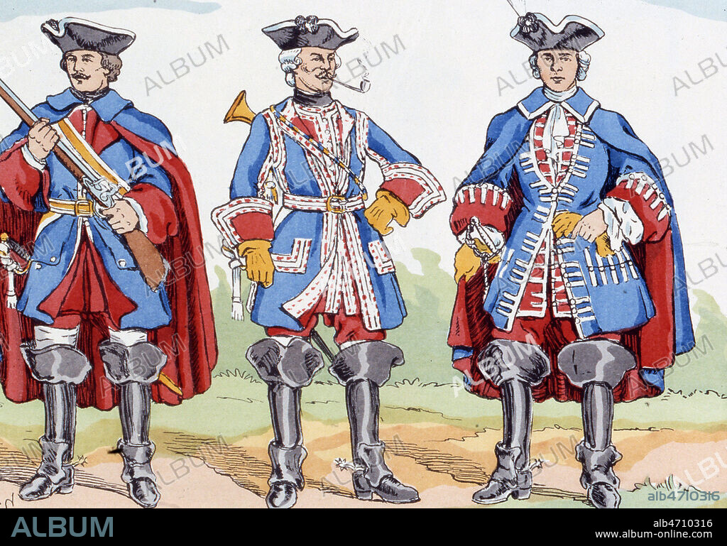 Uniforme militaire sous LOUIS XIV. Credit: Cheuva / KHARBINE-TAPABOR.