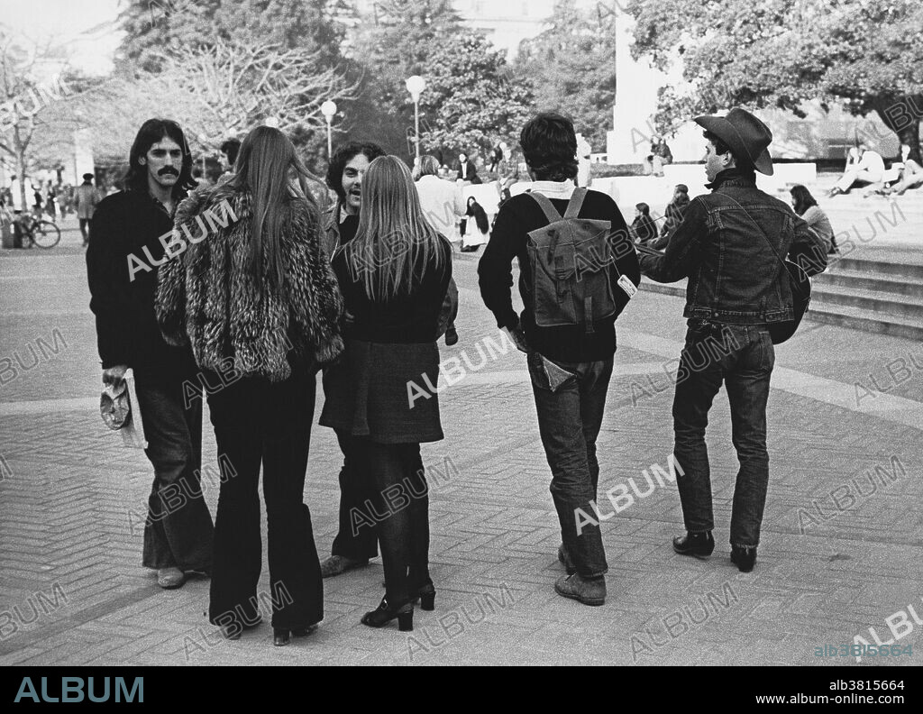 Hippies on campus at the University of California, Berkeley, 1971.