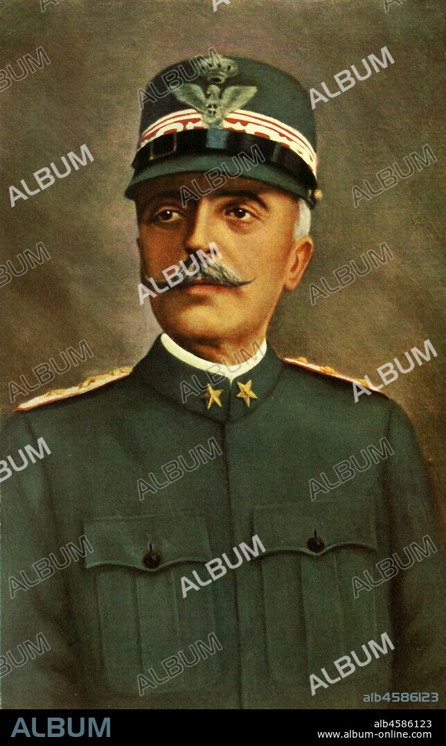 'General Count Luigi Cadorna', 1917. Marshal of Italy Luigi Cadorna (1850-1928)  Italian General and Marshal of Italy, Chief of Staff of the Italian Army during the first part of World War I. From "The War Illustrated Album De Luxe - Volume VII. The Autumn Campaign of 1916", edited by J. A. Hammerton. [The Amalgamated Press, Limited, London, 1917].