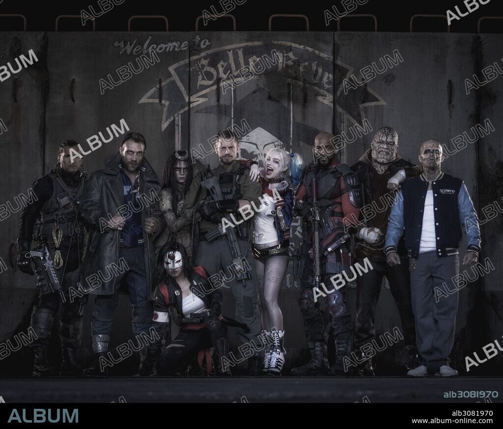 ADAM BEACH, ADEWALE AKINNUOYE-AGBAJE, CARA DELEVINGNE, JAI COURTNEY, JAY HERNANDEZ, JOEL KINNAMAN, KAREN FUKUHARA, MARGOT ROBBIE and WILL SMITH in SUICIDE SQUAD, 2016, directed by DAVID AYER. Copyright WARNER BROS PICTURES / ENOS, CLAY.