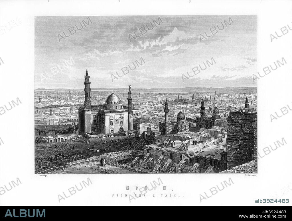 Cairo from the Citadel, capital city of Egypt, 1893. An engraving from James Taylor's The Age We Live In: A History of the Nineteenth Century, From the Peace of 1815 to the Present Time, William Mackenzie, (London, 1893).