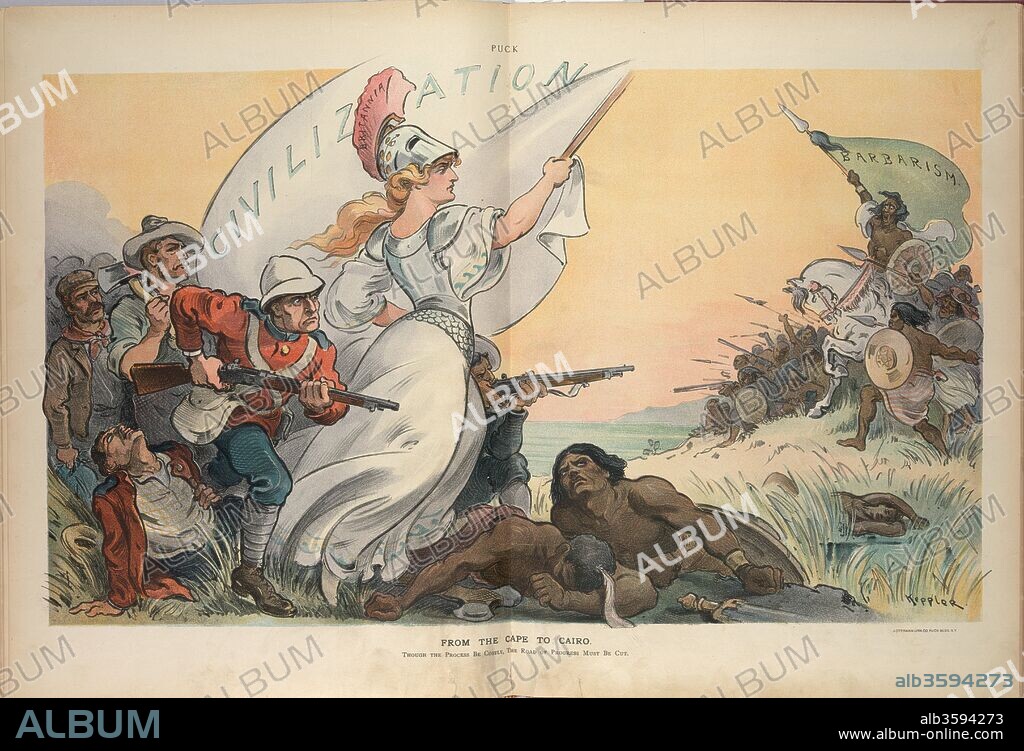 UDO J. KEPPLER. From the Cape to Cairo. Civilization and Barbarism (cartoon from the Puck magazine).
