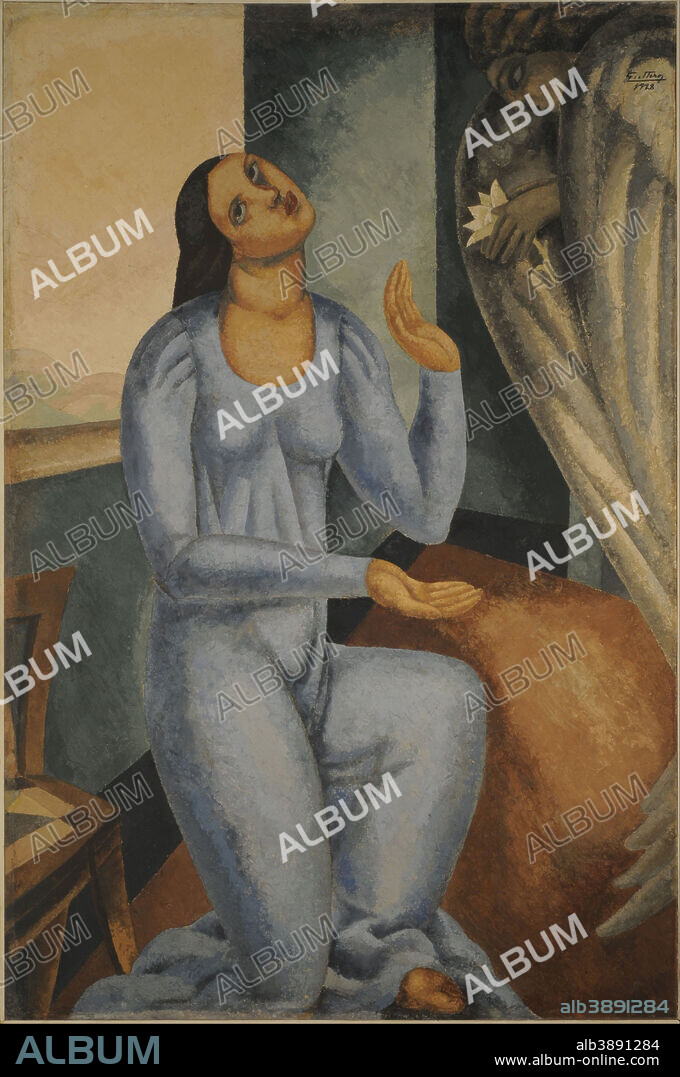 ALFREDO GUTTERO. Anunciación. Date/Period: 1928. Painting. Height: 1,840 mm (72.44 in); Width: 1,210 mm (47.63 in).