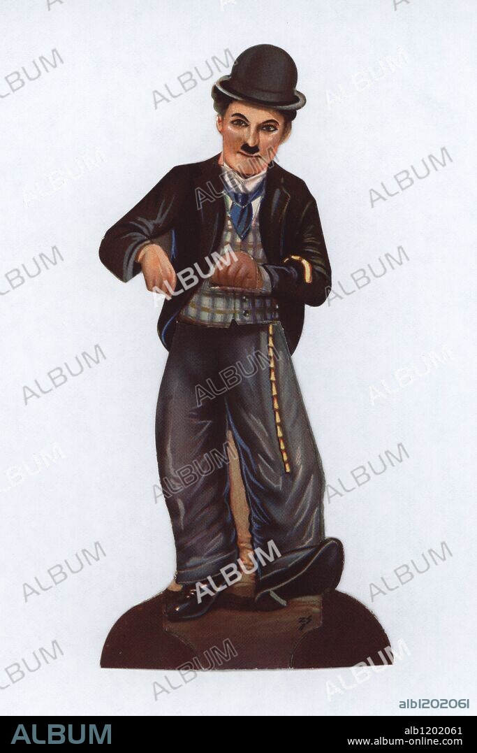 Cromo articulado de Chocolates Amatller del artista Charles Chaplin "Charlot". Año 1929.