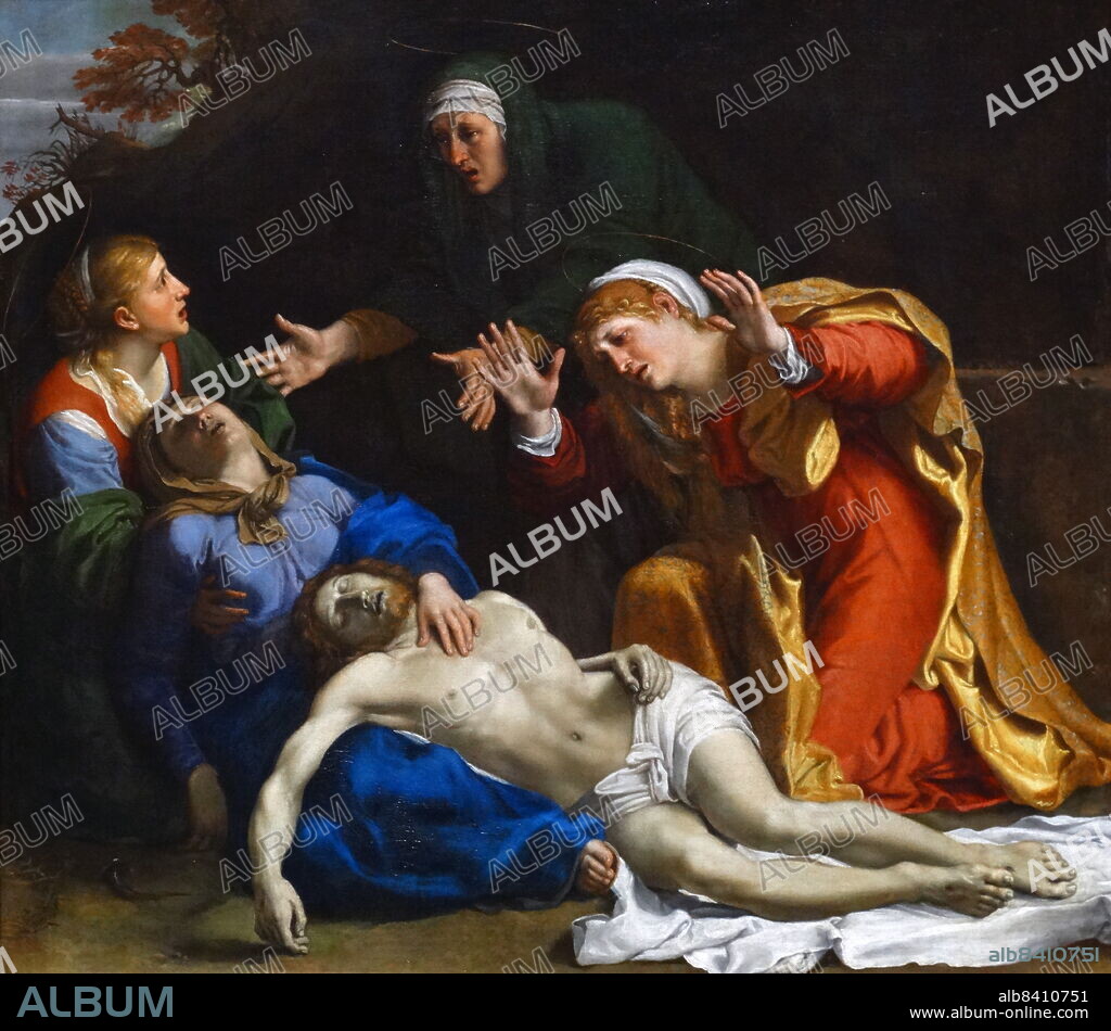 The Dead Christ Mourned (The Three Maries) c1604 by Annibale Carracci (November 3, 1560 - July 15, 1609) was an Italian painter and instructor, active in Bologna and later in Rome.