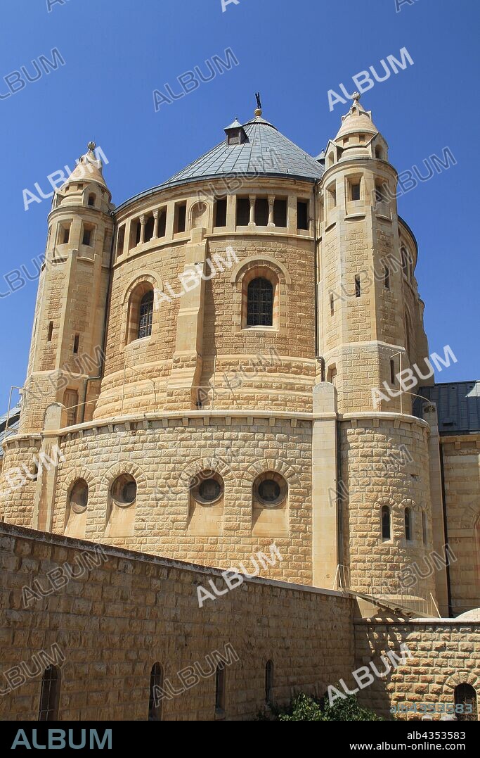 ISRAEL. JERUSALEM. ABADIA DE HAGIA MARIA , DONDE SEGUN LA TRADICION TUVO LUGAR LA DORMICION DE LA VIRGEN. MARIA, POR LO QUE ANTIGUAMENTE SE LA CONOCIA POR LA ABADIA DE LA DORMICION , UBICADA EN EL MONTE SION. EXTERIOR 1910.
