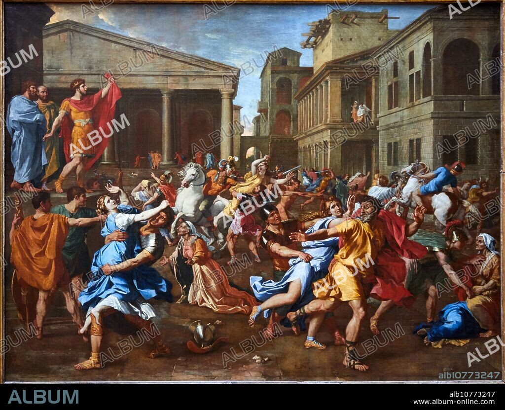 "The Rape of the Sabine Women", 1637-1638, Nicolas Poussin, Musée du Louvre, Paris, France, Europe.