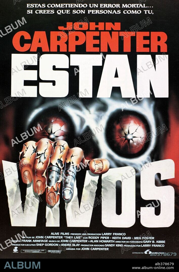 Poster de ESTÁN VIVOS, 1988 (THEY LIVE), dirigida por JOHN CARPENTER. Copyright UNIVERSAL PICTURES.