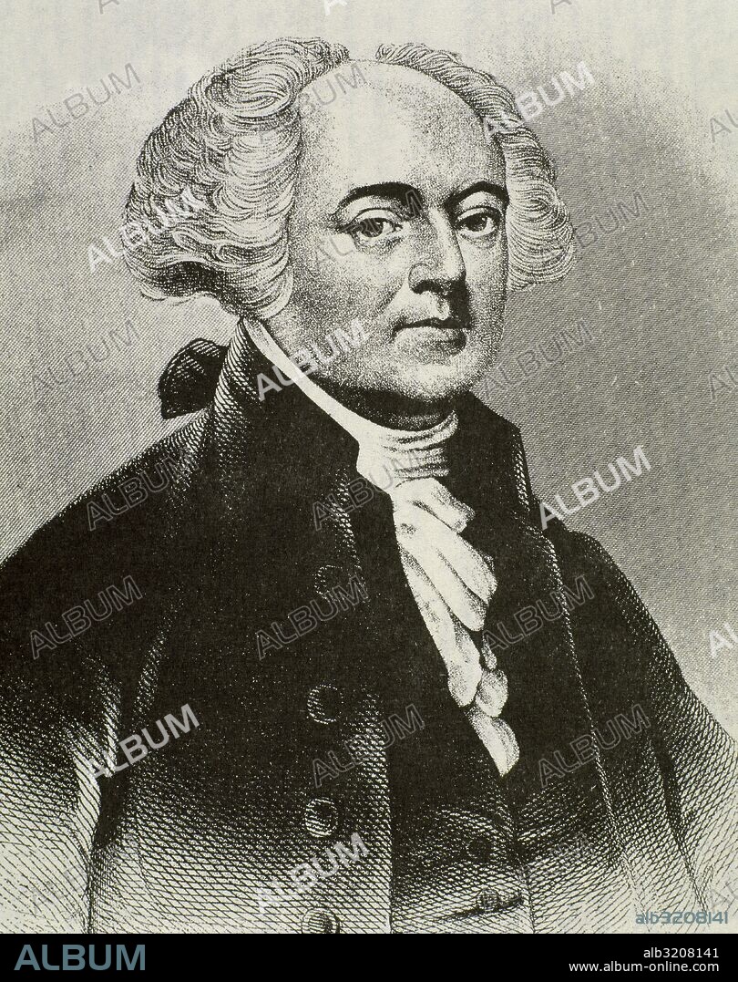 ADAMS, John (Quincy,1767-Washington,1848). Político y diplomático norteamericano, hijo de John Adams. Sexto presidente de los Estados Unidos. Luchó por la abolición de la esclavitud. Grabado.