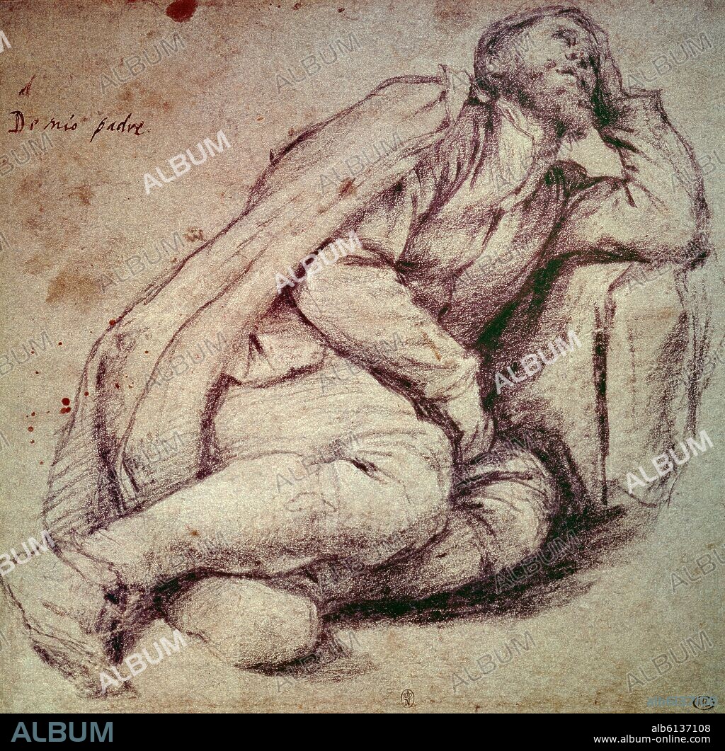 BARTOLOMÉ ESTEBAN MURILLO. DIBUJO-HOMBRE DORMIDO.