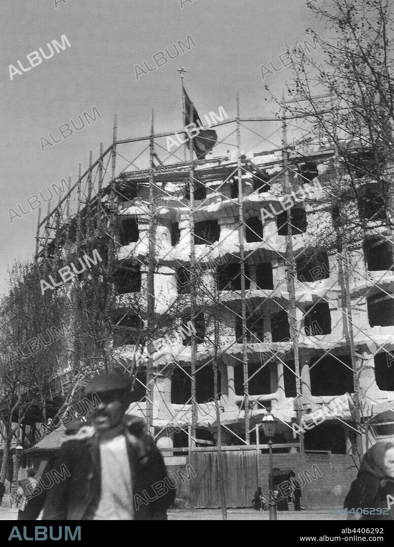 JOSEP BAYÓ. Casa Milà by Gaudí under construction, Barcelona, C. 1909.