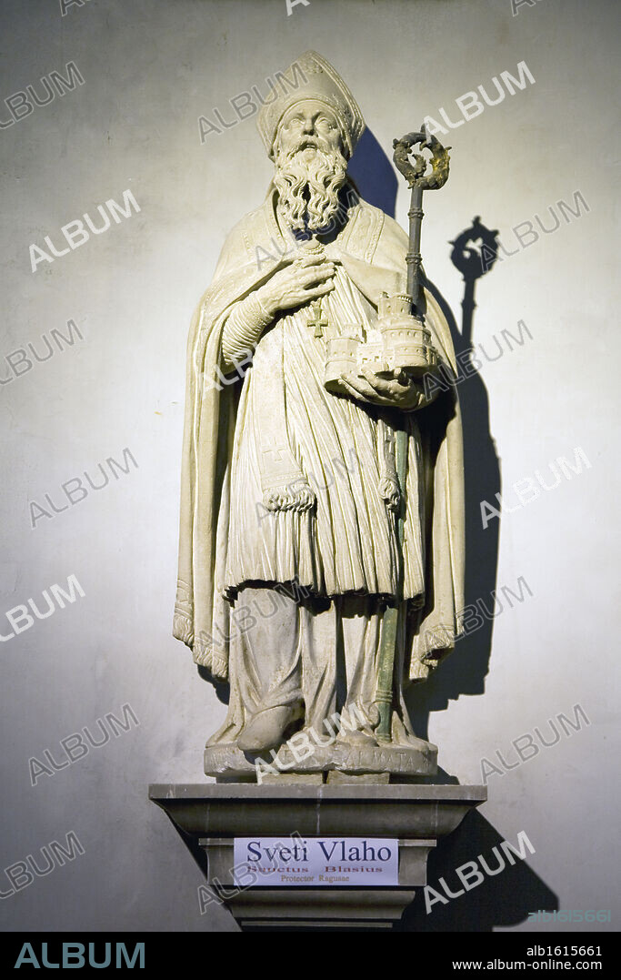 Statue of Dubrovnik's Patron Saint Blaise, Rector's Palace, Dubrovnik, Dalmatia, Croatia.