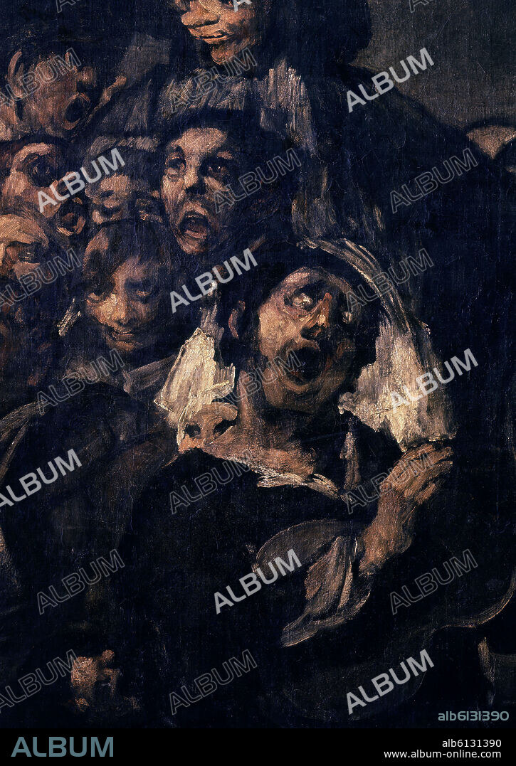 FRANCISCO DE GOYA. LA ROMERIA DE SAN ISIDRO - DETALLE DEL GUITARRISTA - 1820-1823 - PINTURA MURAL PASADA A LIENZO - PINTURAS NEGRAS - CONJUNTO 7849.