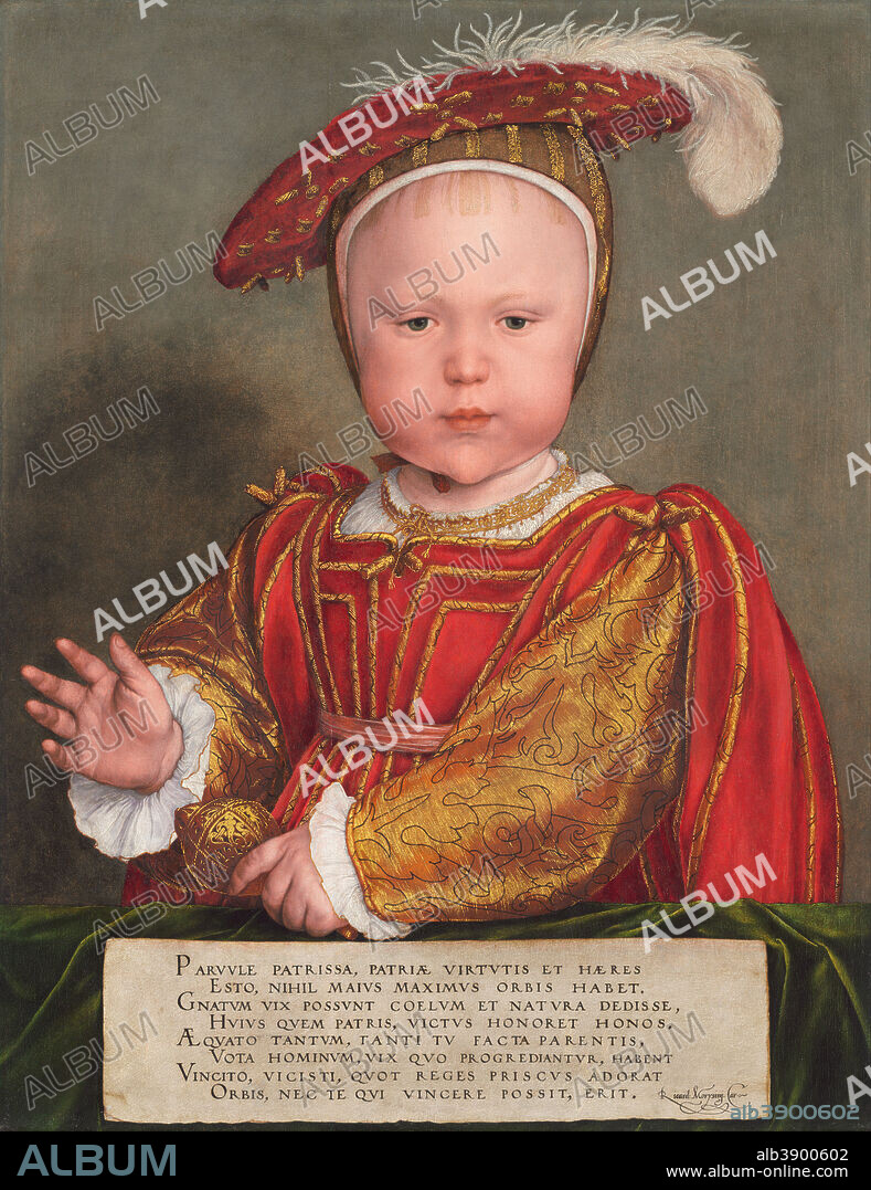 HANS HOLBEIN. Edward VI as a Child. Date/Period: Probably 1538. Painting. Oil on panel. Height: 568 mm (22.36 in); Width: 440 mm (17.32 in).
