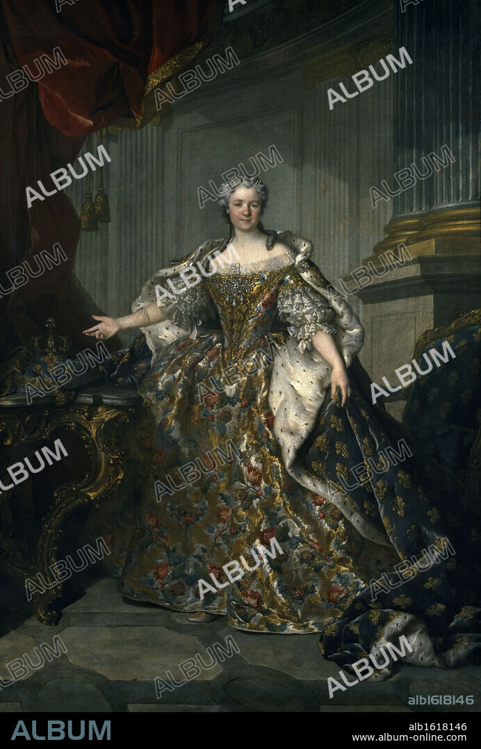 Portrait Marie Leszczynska,  Queen of France by Louis Tocque,  1740,  (1696-1772),  France,  Paris,  Musee du Louvre.